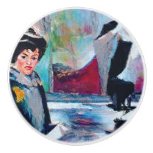 Vintage Woman Portrait with Abstract Background