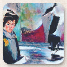 Vintage Woman Portrait with Abstract Background