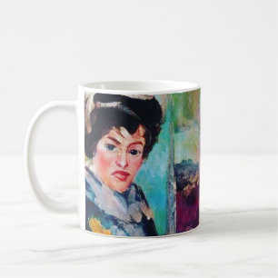 Vintage Woman Portrait with Abstract Background Coffee Mug