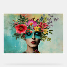Vintage woman portrait with flowers