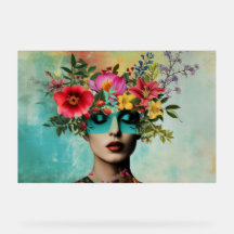 Vintage woman portrait with flowers
