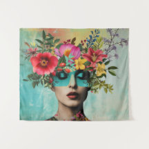 Vintage Woman Portrait with Flowers