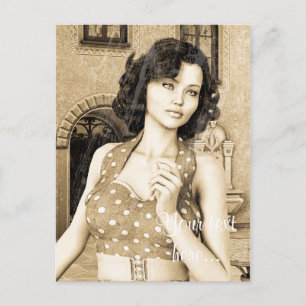 Vintage Woman Postcard