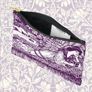 Vintage Woman Reading by a Pond Purple Literary Accessory Pouch