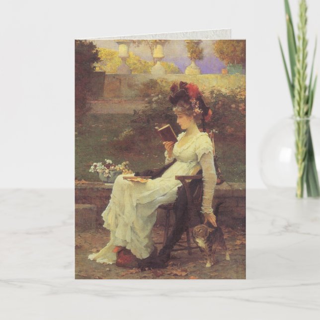 Vintage Woman Reading V2 Card (Front)