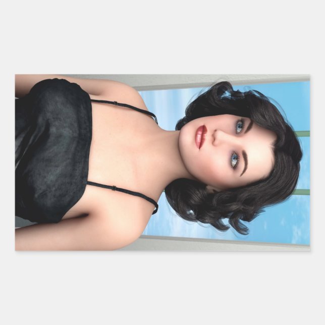 Vintage Woman Rectangular Sticker (Front)
