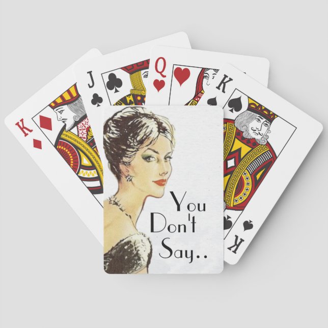 Vintage woman retro illustration sarcasm quote  playing cards (Back)