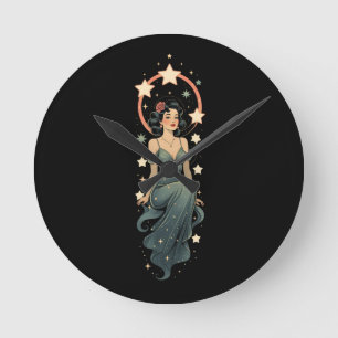 VINTAGE WOMAN ROUND CLOCK