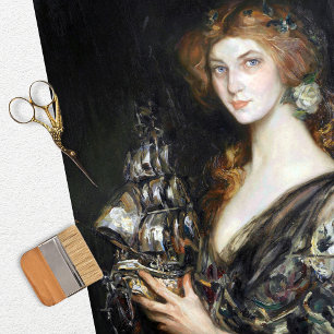 Vintage Woman Ship Decoupage Tissue Paper