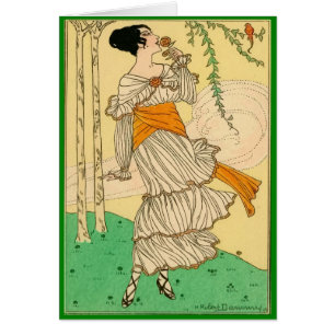 Vintage Woman Smelling Flower