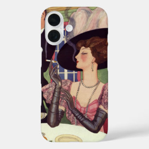 Vintage Woman Smoking Cigarette Drinking Champagne iPhone 16 Case