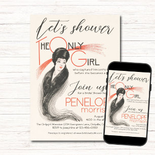 Vintage Woman -The Only Girl Bridal Shower Invitation