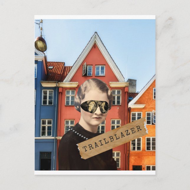 Vintage Woman Trailblazer Kitsch Altered Art   Postcard (Front)