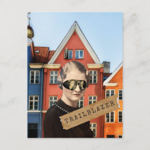 Vintage Woman Trailblazer Kitschy Postcard