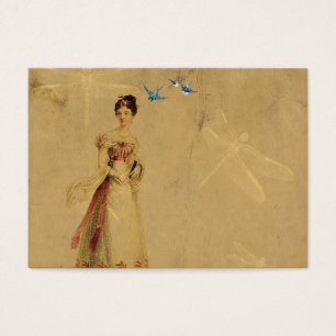 Vintage Woman with Birds and Dragonflies