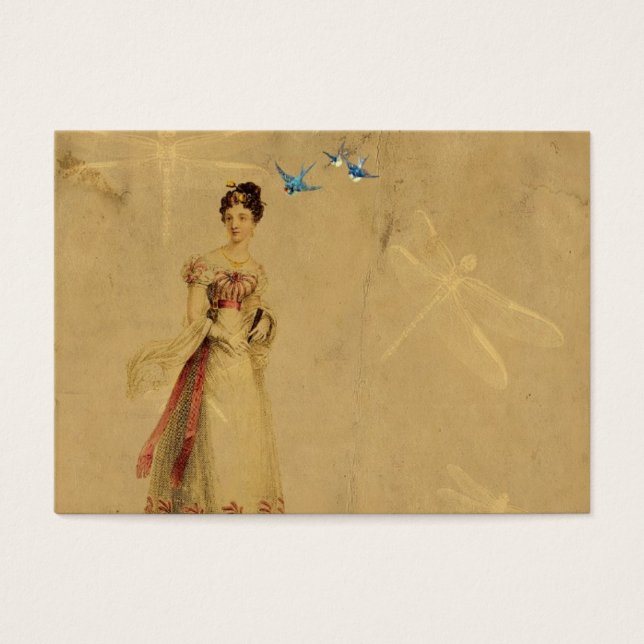 Vintage Woman with Birds and Dragonflies (Front)
