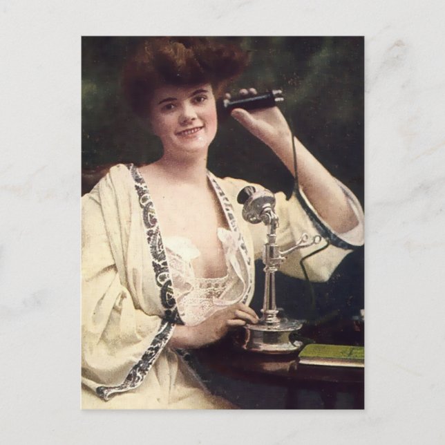 Vintage Woman With Candlestick Phone Postcard (Front)
