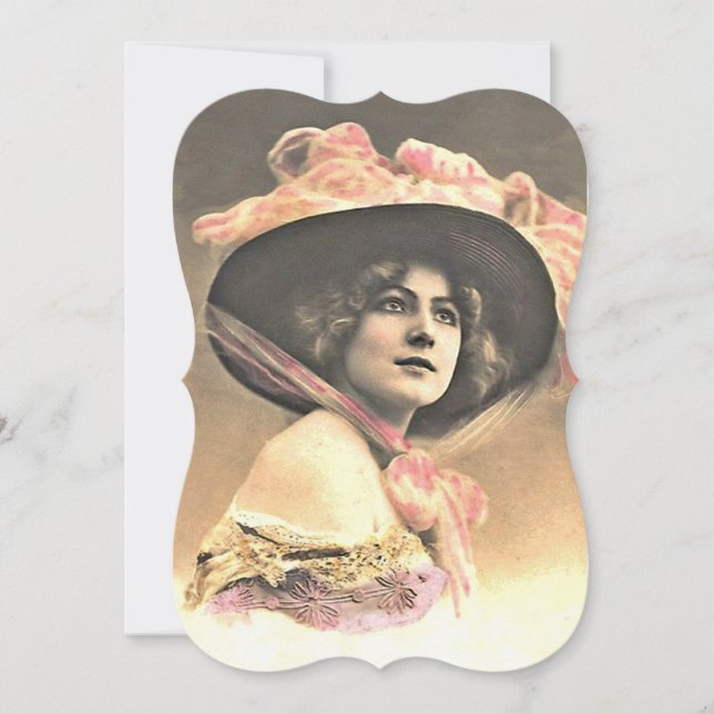 Vintage Woman With Hat Template Invitations (Front)
