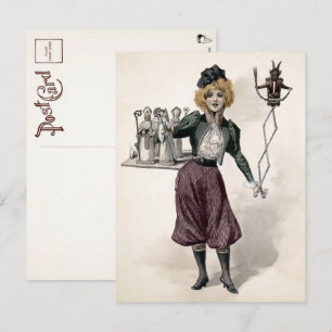 Vintage Woman with Krampus Doll Postcard
