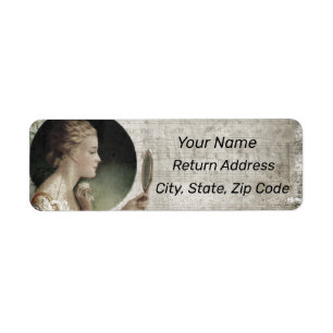 Vintage Woman with Mirror Personalise Address