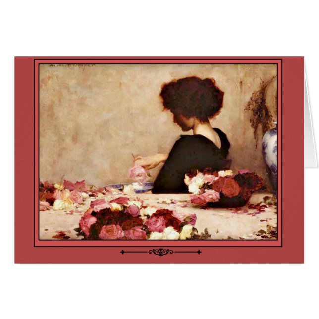 Vintage Woman with Pink and Red Roses (Front Horizontal)