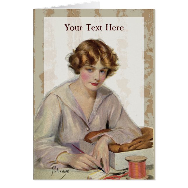 Vintage Woman Writing Letter from 1918 (Front)