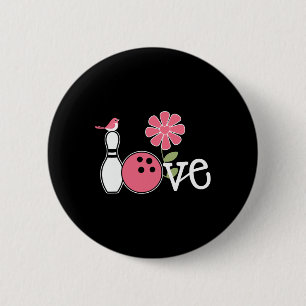 Vintage Women Bowling Design Girls Love Team Bowli 6 Cm Round Badge