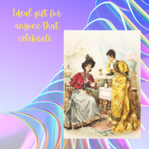 Vintage Women Drinking Wine Antique Canvas Print