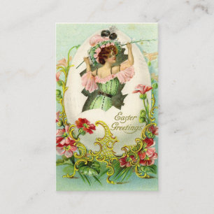 Vintage Women Easter Greeting Business Card