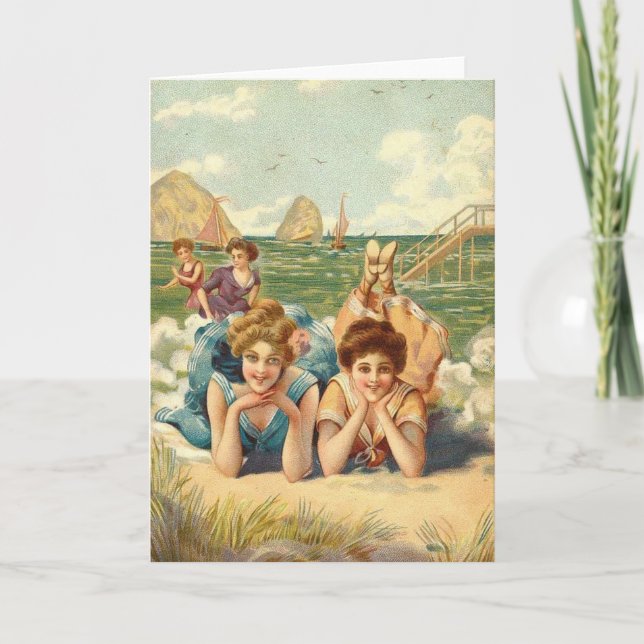 Vintage - Women Friends at the Beach, Card (Front)
