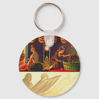 Vintage Women, Ghost and Jack o' Lanterns Key Ring