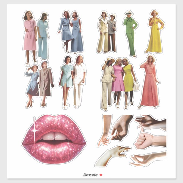 Vintage Women, Hands, and Lip Planner Sticker (Sheet)