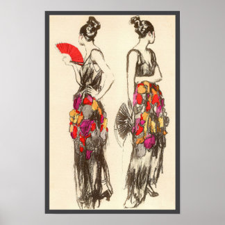 Vintage Women of Fashion with Spring Dresses Poster