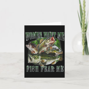Vintage Women Want Me Fish B Fear Me Funny Lover F Card