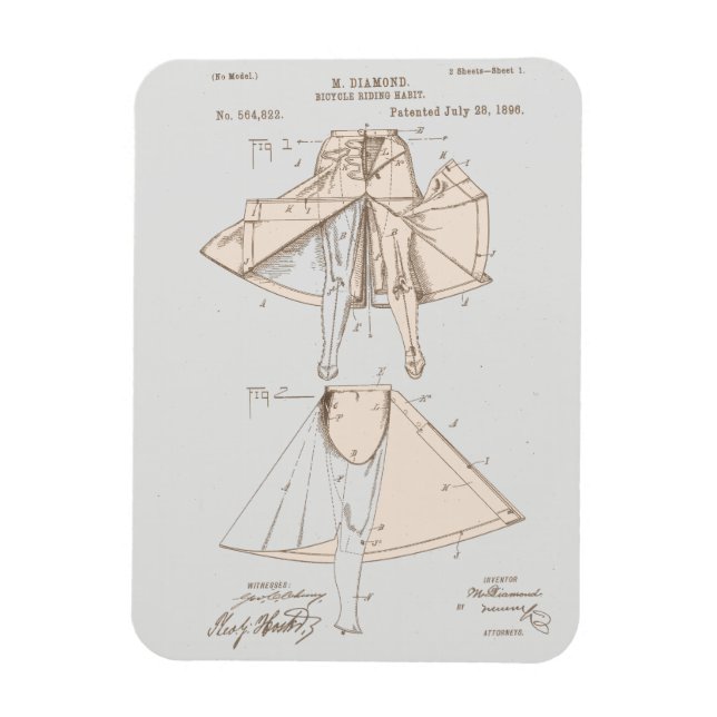 Vintage Womens Bicycle Riding Pant Patent Magnet (Vertical)