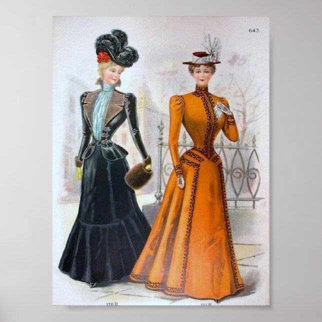 Vintage Women's Fashion 1890's Poster (Front)