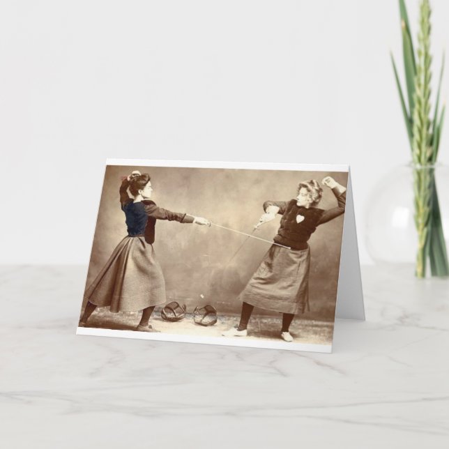 Vintage Women's Fencing Note Card (Front)