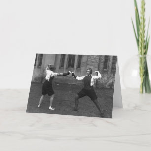 Vintage Women's Foil Fencing Note Card