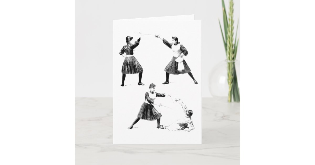 Vintage Women's Foil Fencing Note Card Zazzle