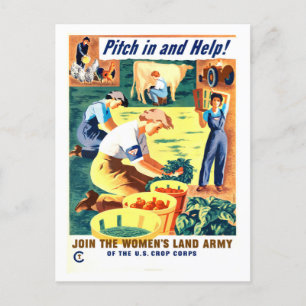 Vintage Women's Land Army Postcard