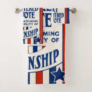 Vintage Women's Voting Rights Support Reprint Bath Towel Set