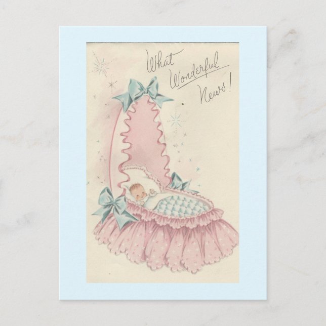 Vintage "Wonderful News" Baby Postcard (Front)
