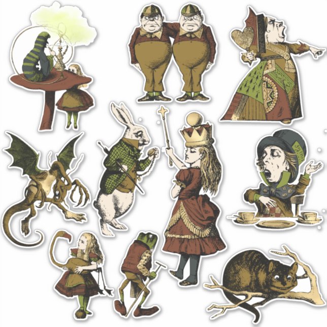 Vintage Wonderland Characters Stickers (Front)