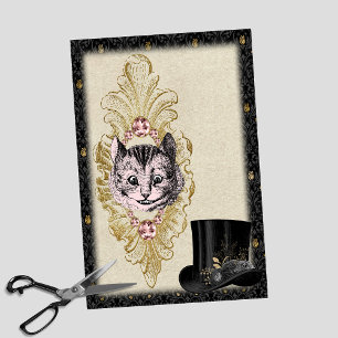 Vintage Wonderland Cheshire Pink Cat and Top Hat Tissue Paper