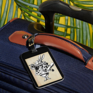 Vintage Wonderland Rabbit in Hearts Customisable Luggage Tag