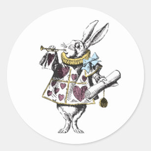 Vintage Wonderland White Rabbit Classic Round Sticker