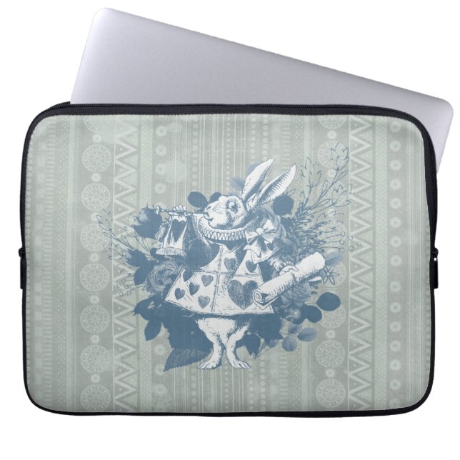 Vintage Wonderland White Rabbit Herald  Laptop Sleeve (Front)