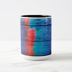 Vintage Wood Abstract Painting #11 Two-Tone Coffee Mug