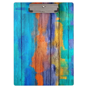 Vintage Wood Abstract Painting #8 Clipboard