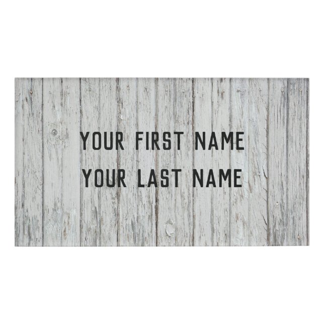 Vintage Wood Background Name Tag (Front)